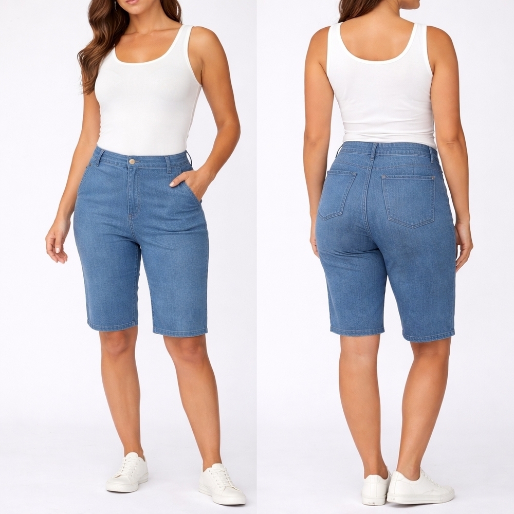 Choosy Brand Denim Light Blue Bermuda shorts New Size:4 &10